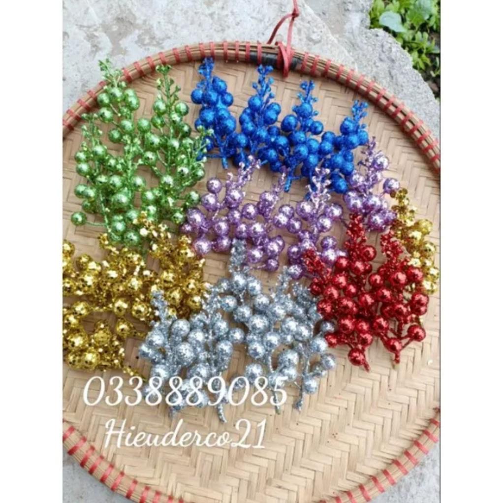 Sỉ kiện 100 cành quả sung nhũ kim tuyến trang trí noel,oản tài lộc, làm tháp bánh,lẵng hoa quả