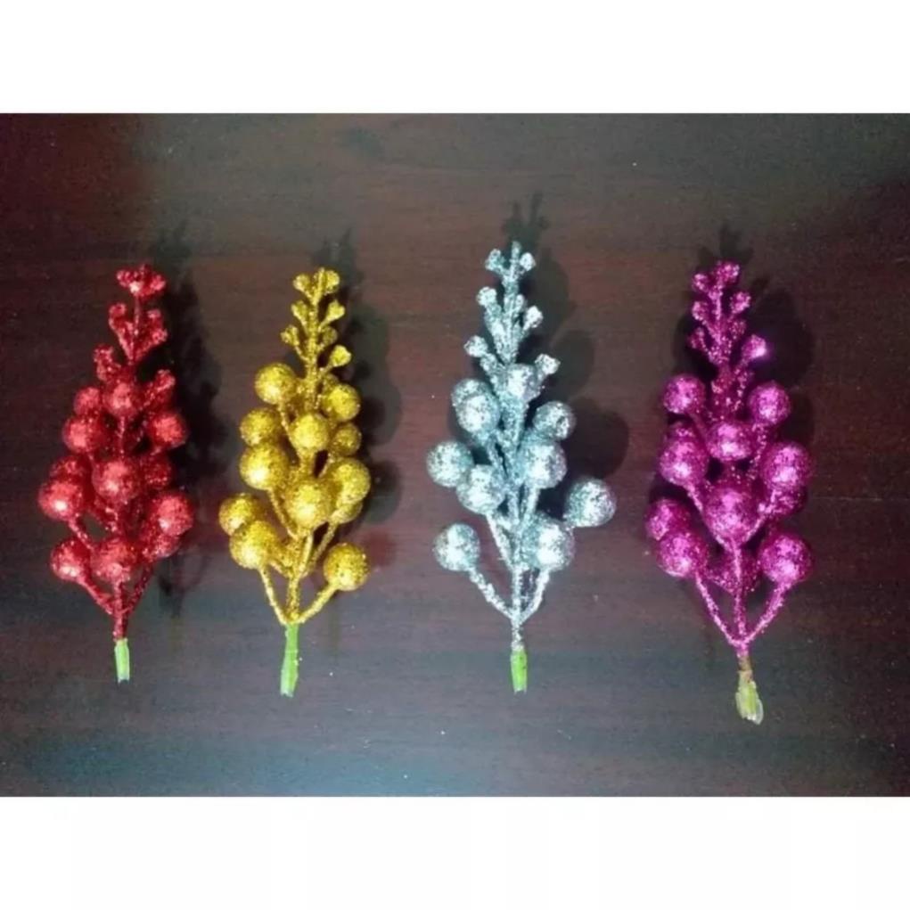 Sỉ kiện 100 cành quả sung nhũ kim tuyến trang trí noel,oản tài lộc, làm tháp bánh,lẵng hoa quả