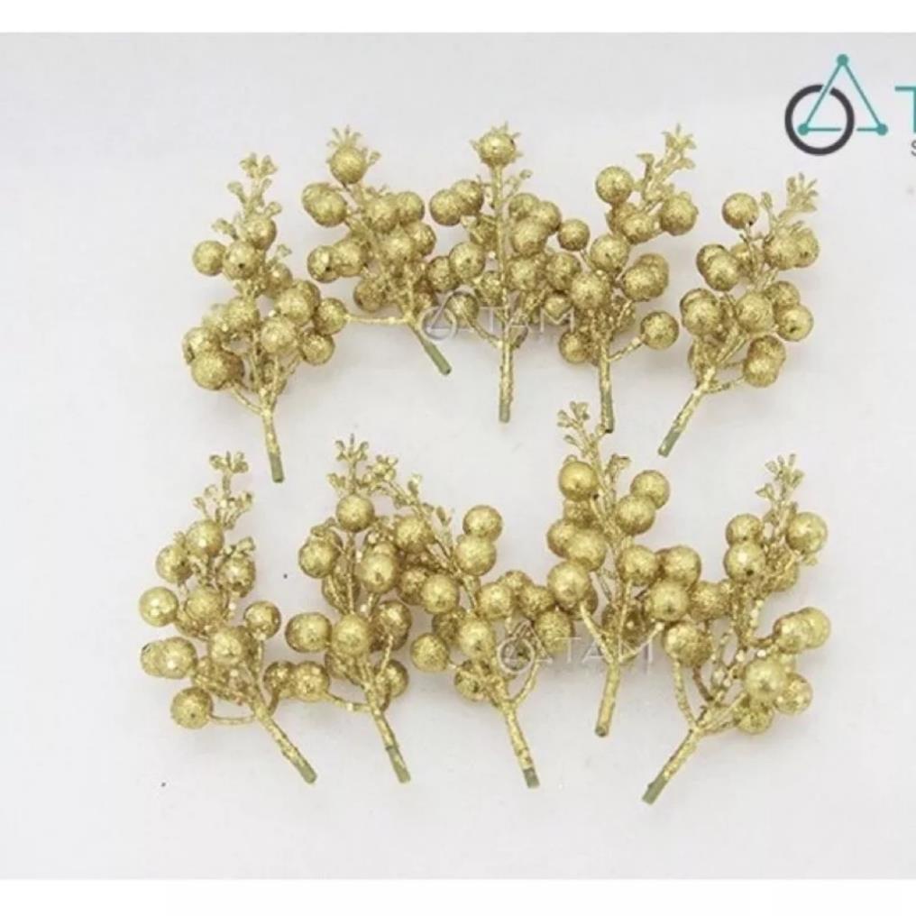 Sỉ kiện 100 cành quả sung nhũ kim tuyến trang trí noel,oản tài lộc, làm tháp bánh,lẵng hoa quả