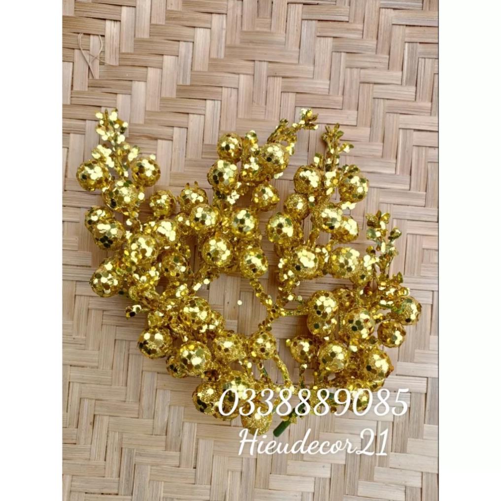 Sỉ kiện 100 cành quả sung nhũ kim tuyến trang trí noel,oản tài lộc, làm tháp bánh,lẵng hoa quả