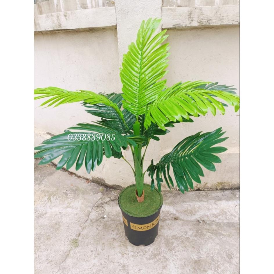 Cây giả - Cây dừa cảnh trang trí 105cm lá to dài giống thật 99%