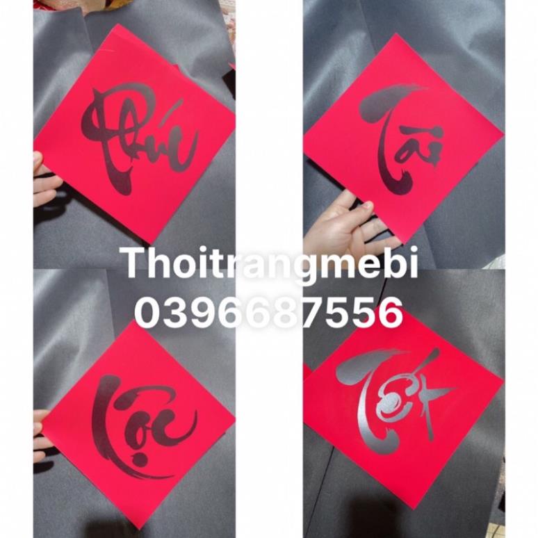 Chữ Tết, chữ Xuân in chữ đen giấy nhung Thư pháp trang trí Tết, derco cực sang và đẹp