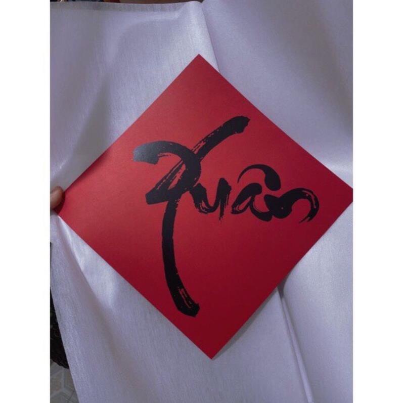 Chữ Tết, chữ Xuân in chữ đen giấy nhung Thư pháp trang trí Tết, derco cực sang và đẹp