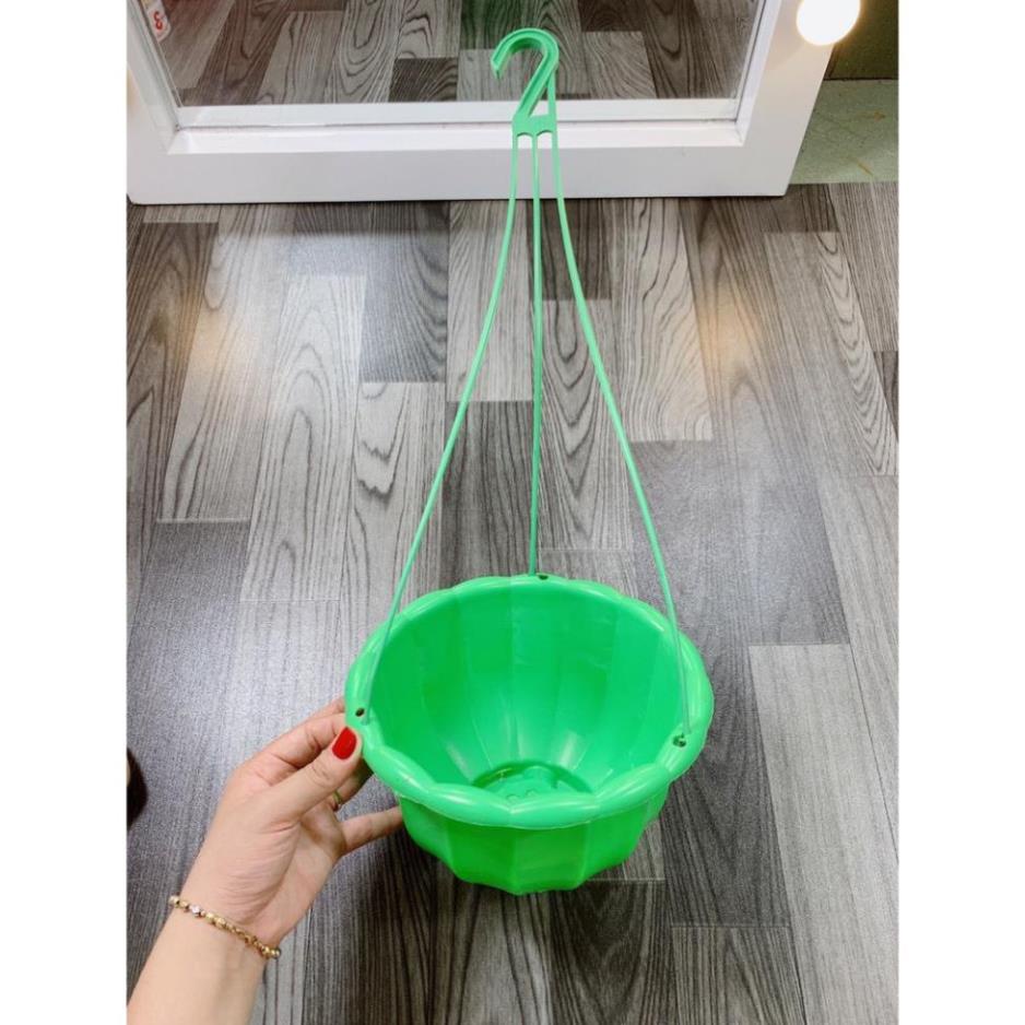 Chậu nhựa treo bí trồng hoa, cây cảnh kèm dây treo, cỡ To hàng loại 1 dày đẹp.