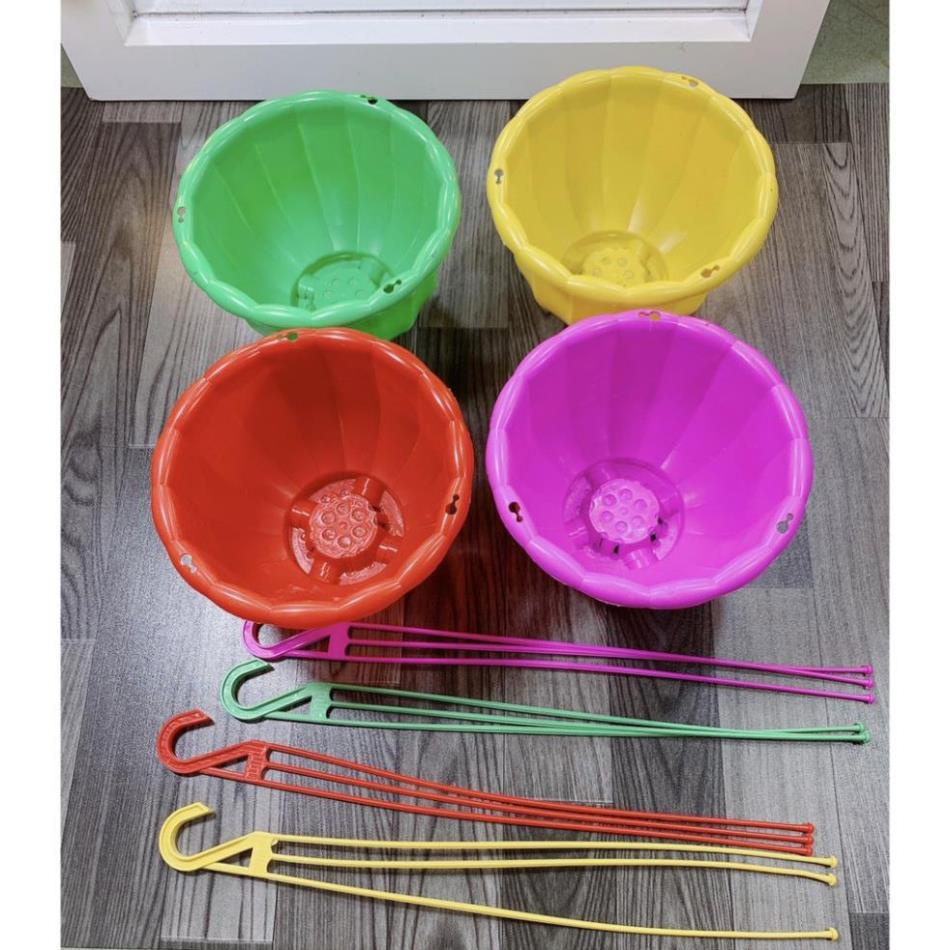 Chậu nhựa treo bí trồng hoa, cây cảnh kèm dây treo, cỡ To hàng loại 1 dày đẹp.