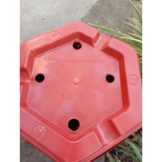 Chậu nhựa trồng cây lục giác FA380 cao 21 cm x rộng 33cm màu đỏ gạch