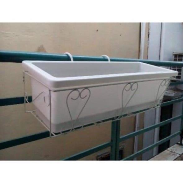 Combo 4 món gồm 2 chậu và 2 giá treo 48x20x16 chậu trồng cây hoa, giá sắt treo ban công