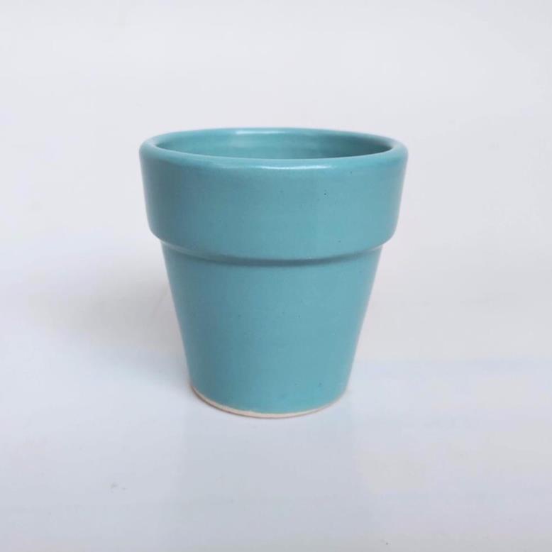 Chậu gốm sứ Bát Tràng (7x7cm)men mát hình xô  trồng cây loại nhỏ trang trí