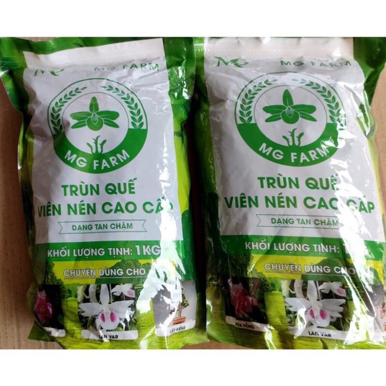 Phân trùn quế viên nén cao cấp chuyên dùng cho Hoa Lan, Hoa hồng và cây cảnh - gói 1kg, hàng chất lượng