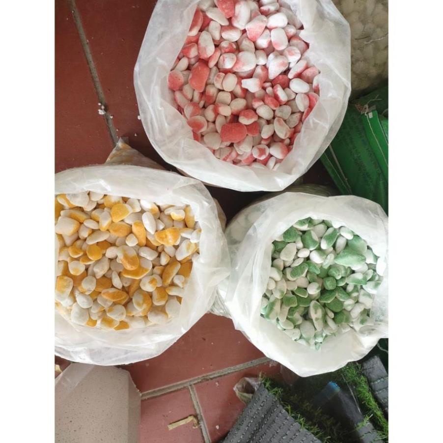 1 KG Sỏi ( Đá ) đủ màu không phai trang trí bề mặt chậu cây, bể cá, thủy