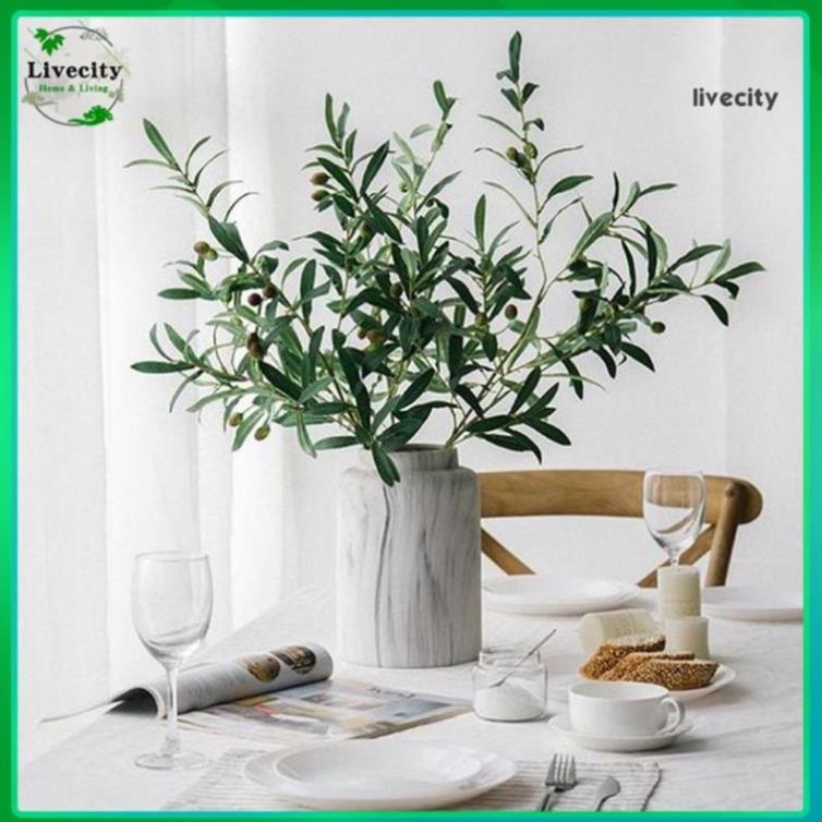 Cành oliu giả dài 95cm kèm quả decor