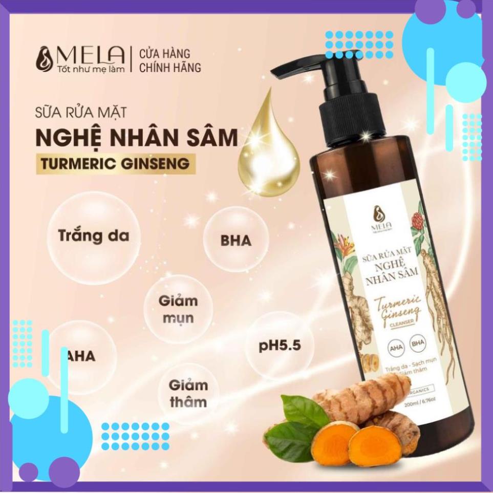 Sữa Rửa Mặt Nghệ Nhân Sâm MELA Làm Sạch Dịu Nhẹ Giảm Mụn Sáng Da! @