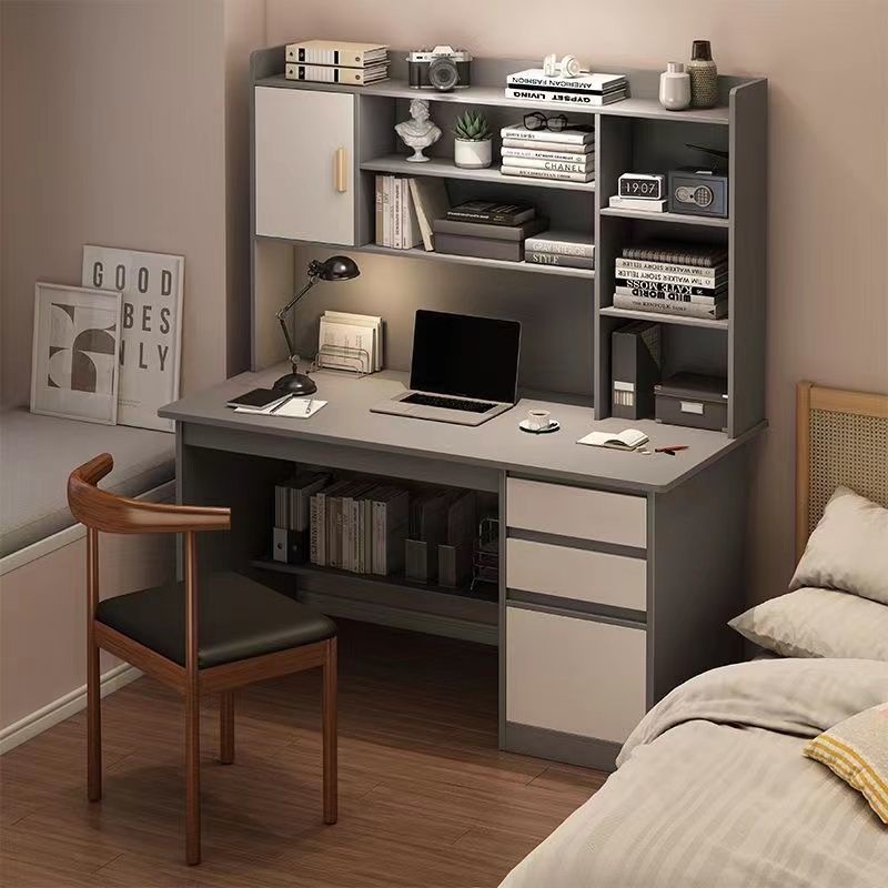 Bàn làm việc phòng ngủ bàn viết có kệ sách tủ sách ngăn kéo tích hợp bàn ghế học có dây lỗ bàn máy tính - ảnh 8