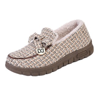 Giày Cotton Lót Lông Cừu Dày Dặn Giữ Ấm Mùa Đông Cho Phụ Nữ Trung Niên