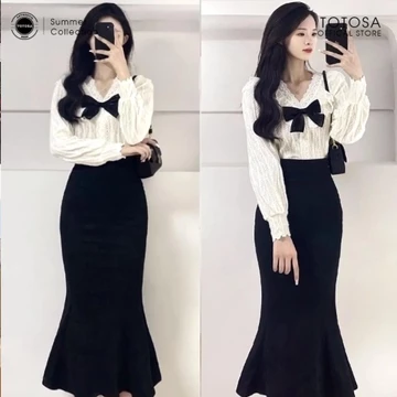 Chân váy đuôi cá dáng dài, váy đuôi cá xòe dáng Midi ôm dáng cực xinh co giãn phong cách Công Sở Hàn Quốc - TOTOSA