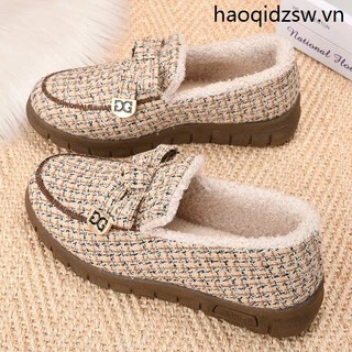 Giày Cotton Lót Lông Cừu Dày Dặn Giữ Ấm Mùa Đông Cho Phụ Nữ Trung Niên