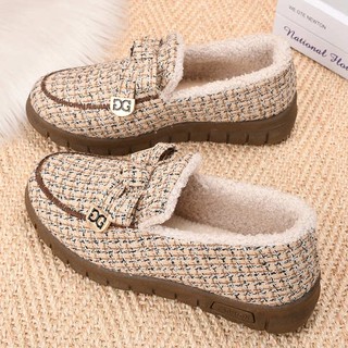 Giày Cotton Lót Lông Cừu Dày Dặn Giữ Ấm Mùa Đông Cho Phụ Nữ Trung Niên