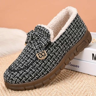 Giày Cotton Lót Lông Cừu Dày Dặn Giữ Ấm Mùa Đông Cho Phụ Nữ Trung Niên
