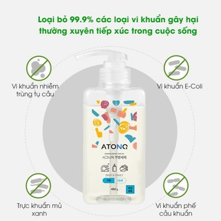 Nước rửa bình sữa & chén bát đậm đặc thuần chay, có thể rửa được rau củ quả, Thương hiệu Atono2