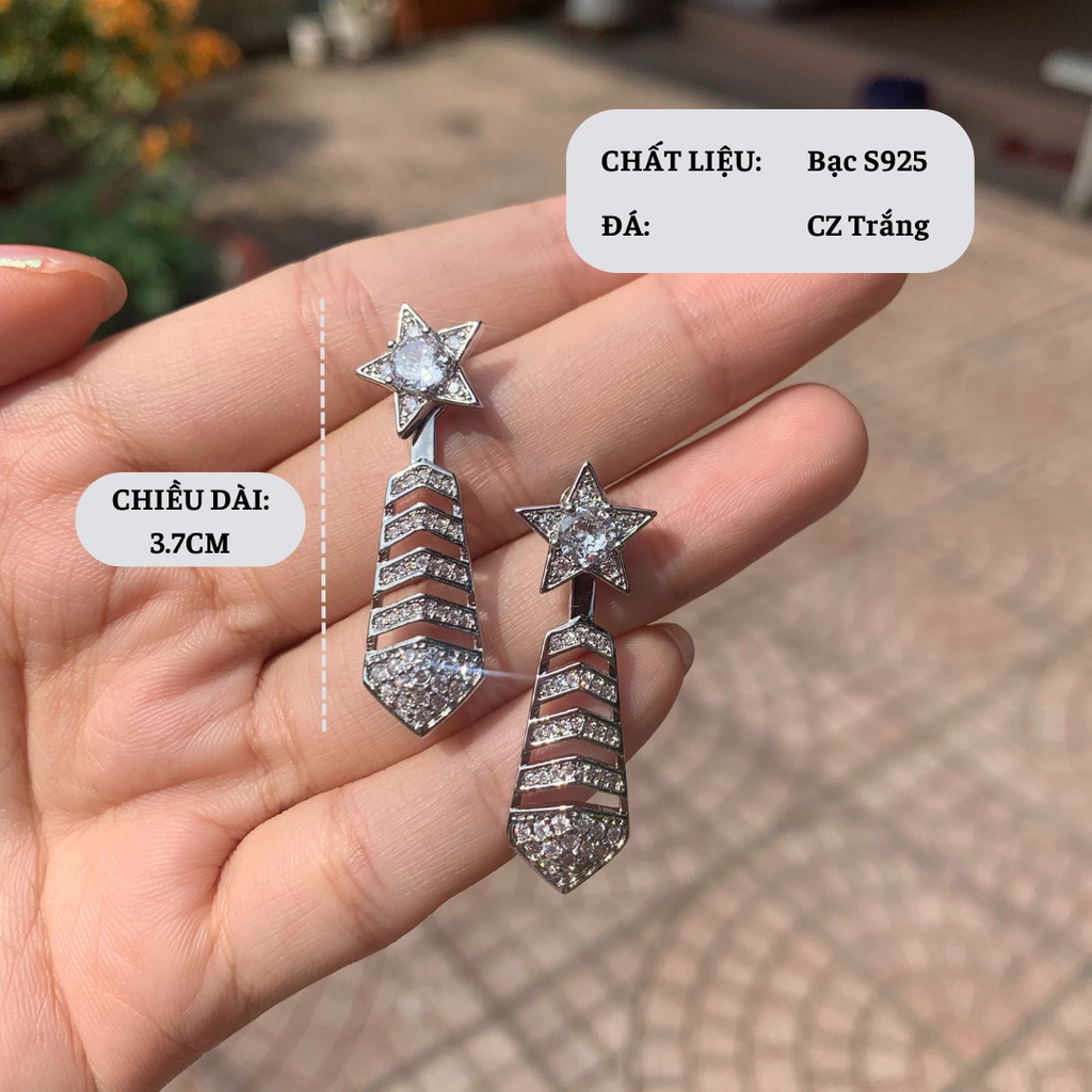 [Ảnh/Clip thật] Bông tai Ngôi sao đính đá, chất liệu bạc S925