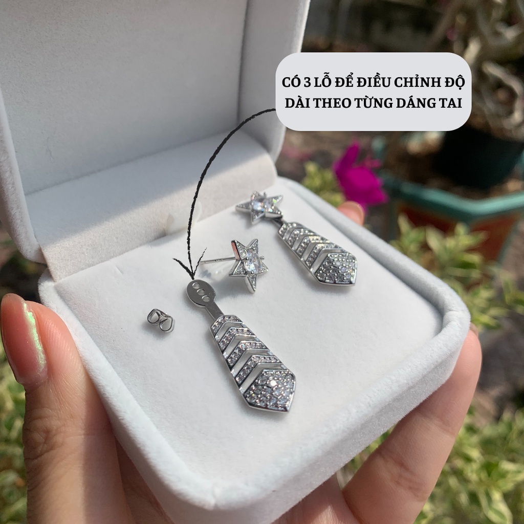 [Ảnh/Clip thật] Bông tai Ngôi sao đính đá, chất liệu bạc S925