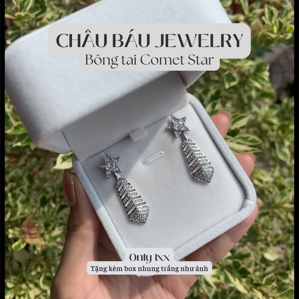 [Ảnh/Clip thật] Bông tai Ngôi sao đính đá, chất liệu bạc S925