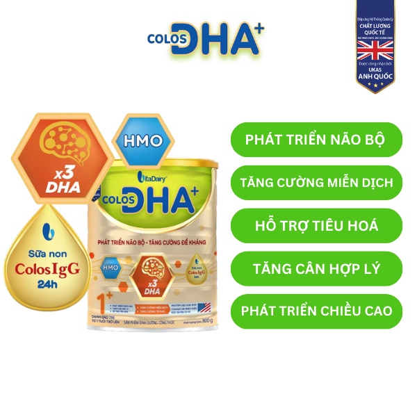 Ảnh Sữa bột Colos DHA 1+ 800g giúp bé phát triển não bộ, tăng cường đề kháng - VitaDairy 2