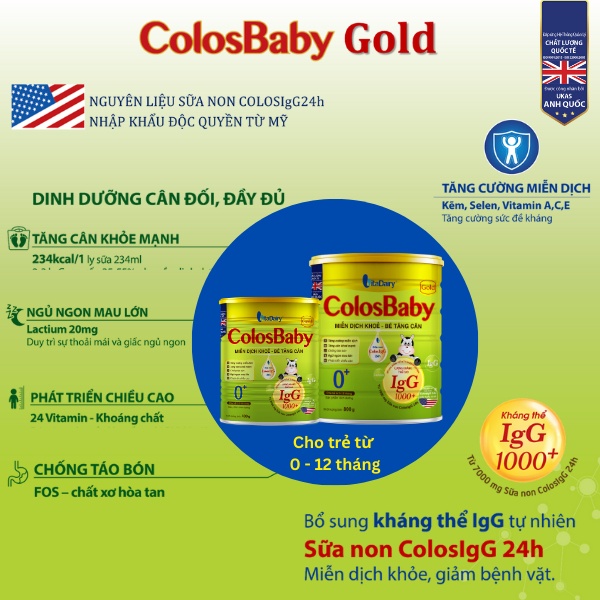 Ảnh Sữa non Colosbaby Gold 0+ 400g, sữa bột hỗ trợ tăng cân, tăng cường miễn dịch cho bé - VitaDairy 1