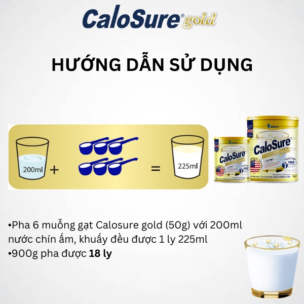 Ảnh Sữa bột Calosure Gold ít đường 900g - VitaDairy 4