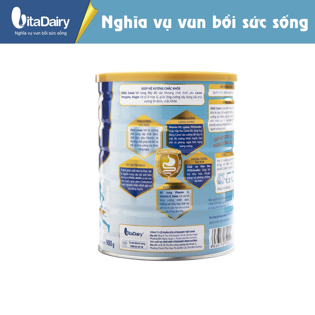 Ảnh Sữa bột OGGI Canxi giúp chắc khoẻ xương - lon 900g - VitaDairy 4