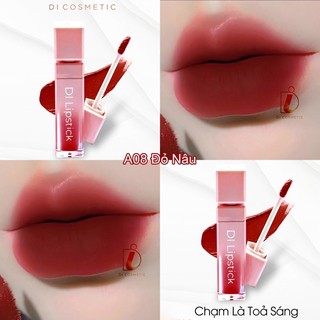 [11.11 MUA 2 TẶNG 1] A08- Đỏ Nâu Son DI Cosmetic Lì Môi Không Chì Chính Hãng