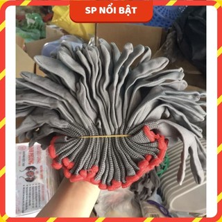 [GIÁ SỈ+HỎA TỐC] SET 12 đôi Găng tay lao động mút đen và xám ghi rẻ - Bao tay bảo hộ chống trơn giá sỉ sửa xe làm vườn
