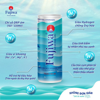 Thùng Nước Uống ION Kiềm Giàu Hydrogen Cao Cấp Fujiwa Đóng Lon 330ml - Trợ tiêu hoá, Cải thiện đường ruột Giải độc gan