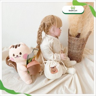 Túi Rút Mini Vải Cotton Thêu Hình Thú Cute – Túi Đựng Đồ Nhỏ, Đeo Chéo, Phụ Kiện Dễ Thương Hot Trend
