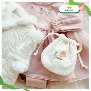 Túi Rút Mini Vải Cotton Thêu Hình Thú Cute – Túi Đựng Đồ Nhỏ, Đeo Chéo, Phụ Kiện Dễ Thương Hot Trend