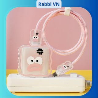 [Mặt Mếu dễ thương] Bộ phụ kiện bảo vệ cáp và củ sạc PD 18/20W nhiều hình gấu dâu dễ thương RABBI