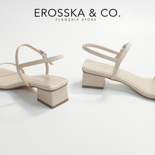 [Erosska] - Giày sandal cao gót nữ hở mũi quai mảnh gót vuông cao 4cm màu nude - EM079