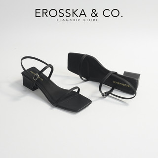 [Erosska] - Giày sandal cao gót nữ hở mũi quai mảnh gót vuông cao 4cm màu nude - EM079