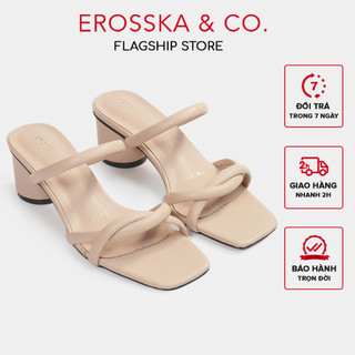 Erosska - Dép cao gót thời trang quai dây mảnh đan xoắn màu kem - EM104