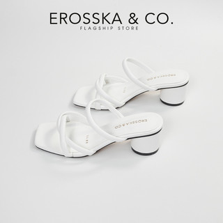Erosska - Dép cao gót thời trang quai dây mảnh đan xoắn màu kem - EM104