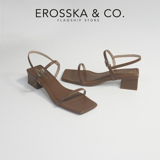 Erosska - Giày sandal cao gót nữ hở mũi quai mảnh gót vuông cao 4cm màu đen - EM079