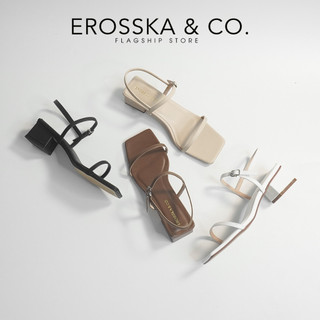Erosska - Giày sandal cao gót nữ hở mũi quai mảnh gót vuông cao 4cm màu đen - EM079