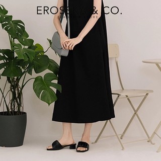 Erosska - Dép cao gót nữ mũi vuông quai ngang nhún sang trọng cao 5cm màu kem - EM099