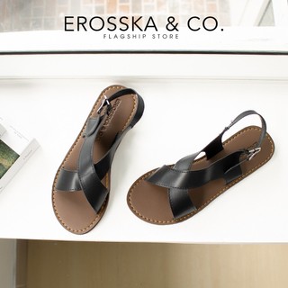 Erosska - [Form nhỏ tăng 1 size] Sandal đế bệt thời trang nữ quai đan chéo màu trắng - SE001