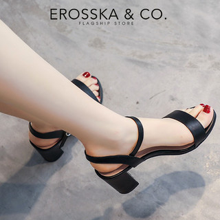 Erosska - Giày sandal nữ thời trang gót vuông kiểu dáng đơn giản màu đen cao 7cm - EB066