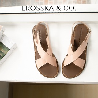 Erosska - [Form nhỏ tăng 1 size] Sandal đế bệt thời trang nữ quai đan chéo màu trắng - SE001