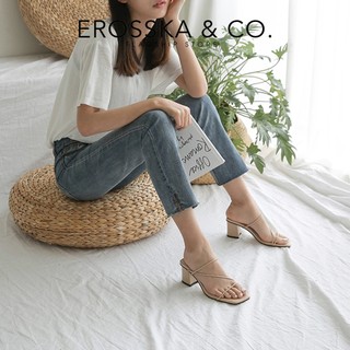 Erosska - Dép cao gót nữ phối dây mảnh kiểu dáng Hàn Quốc cao màu nude cao 7cm - EM074