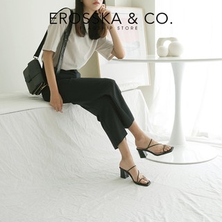 Erosska - Dép cao gót nữ phối dây mảnh kiểu dáng Hàn Quốc cao màu nude cao 7cm - EM074