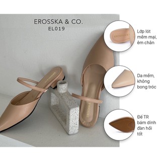 Erosska - Giày cao gót nữ đế bệt mũi nhọn thời trang kiểu dáng thanh lịch màu kem cao 2cm - EL019