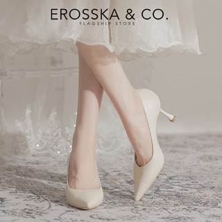 Erosska - Giày cao gót nữ mũi nhọn kiểu dáng cơ bản thanh lịch cao 9cm màu trắng - EP010